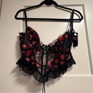 For Love And Lemons Black and Red Lace Bustier